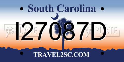 I27087D South Carolina License Plate