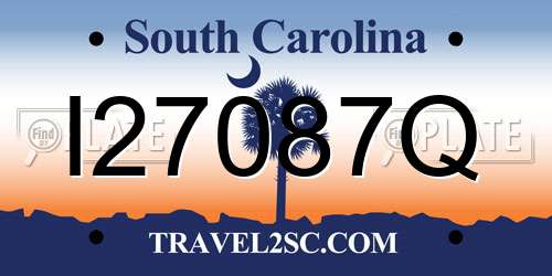 I27087Q South Carolina License Plate