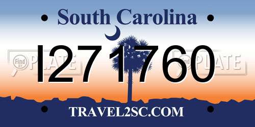 I271760 South Carolina License Plate