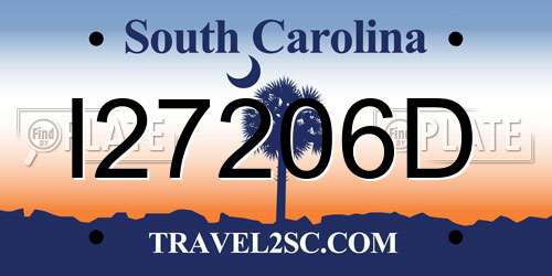 I27206D South Carolina License Plate