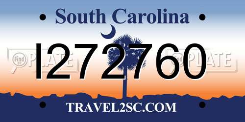 I272760 South Carolina License Plate