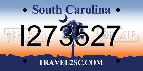 I273527 South Carolina License Plate