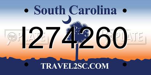 I274260 South Carolina License Plate