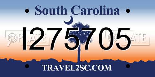 I275705 South Carolina License Plate