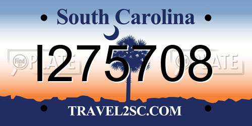 I275708 South Carolina License Plate