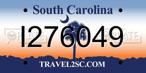 I276049 South Carolina License Plate