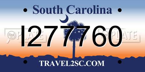 I277760 South Carolina License Plate