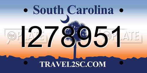 I278951 South Carolina License Plate