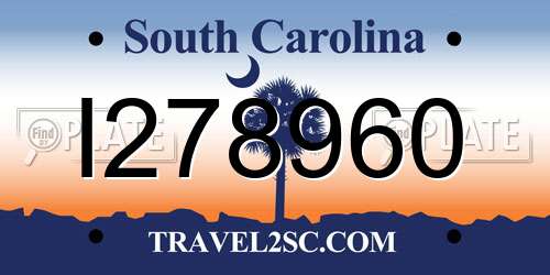 I278960 South Carolina License Plate