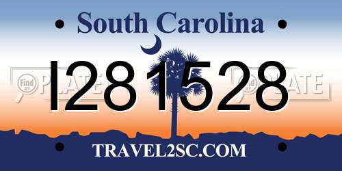 I281528 South Carolina License Plate