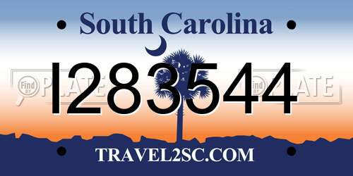 I283544 South Carolina License Plate