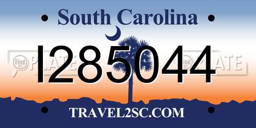 I285044 South Carolina License Plate