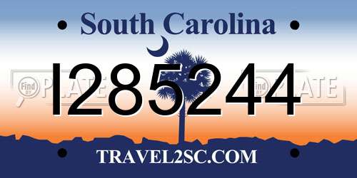 I285244 South Carolina License Plate