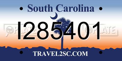 I285401 South Carolina License Plate