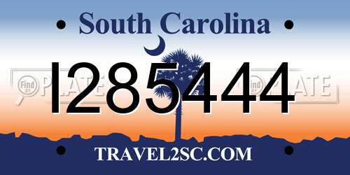 I285444 South Carolina License Plate