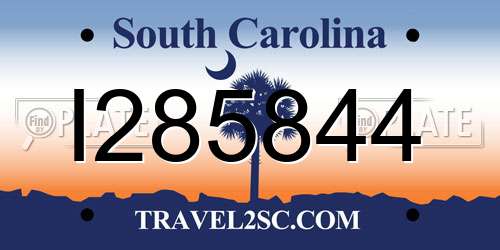 I285844 South Carolina License Plate