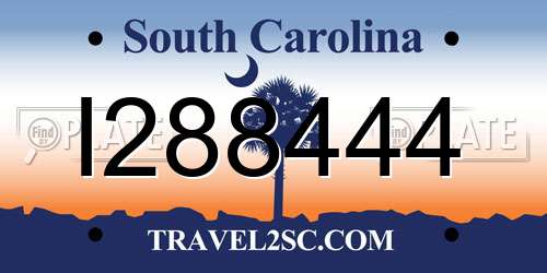 I288444 South Carolina License Plate
