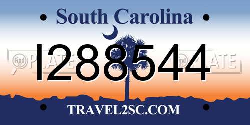 I288544 South Carolina License Plate