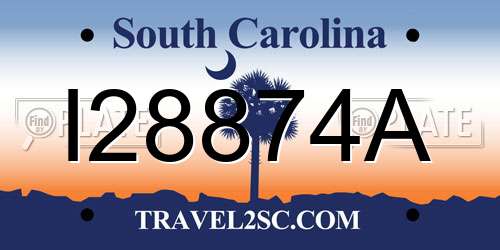 I28874A South Carolina License Plate