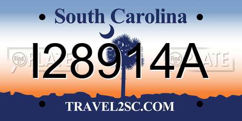 I28914A South Carolina License Plate