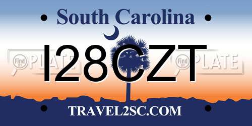 I28CZT South Carolina License Plate