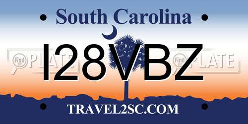 I28VBZ South Carolina License Plate