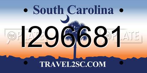 I296681 South Carolina License Plate