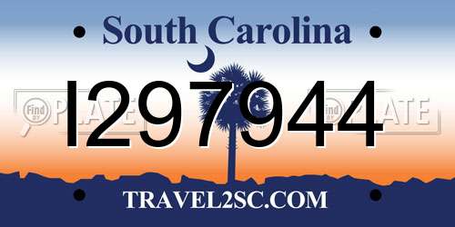 I297944 South Carolina License Plate