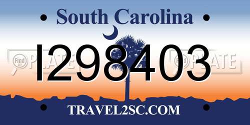I298403 South Carolina License Plate