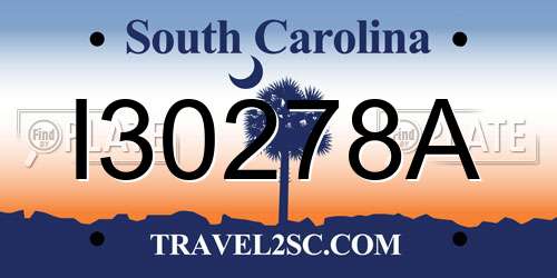 I30278A South Carolina License Plate