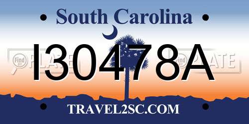 I30478A South Carolina License Plate