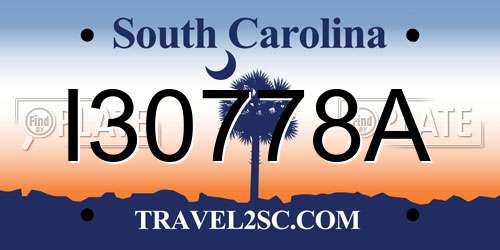 I30778A South Carolina License Plate