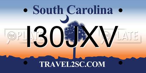 I30JXV South Carolina License Plate