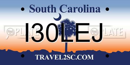 I30LEJ South Carolina License Plate