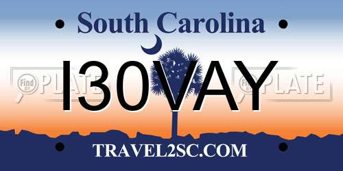 I30VAY South Carolina License Plate
