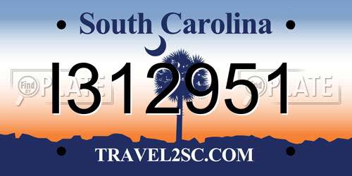 I312951 South Carolina License Plate