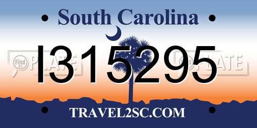I315295 South Carolina License Plate