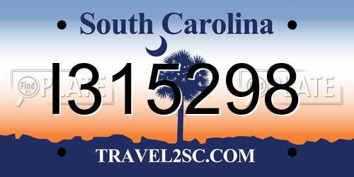 I315298 South Carolina License Plate