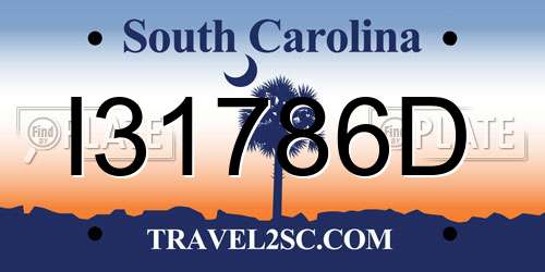 I31786D South Carolina License Plate