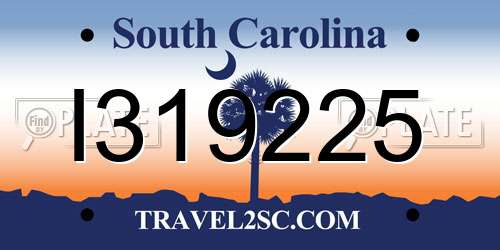 I319225 South Carolina License Plate