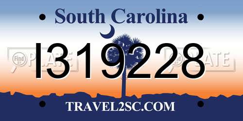 I319228 South Carolina License Plate
