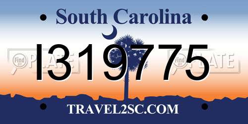 I319775 South Carolina License Plate