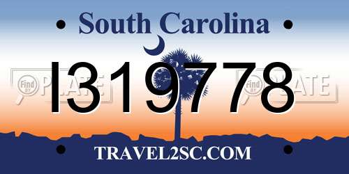 I319778 South Carolina License Plate