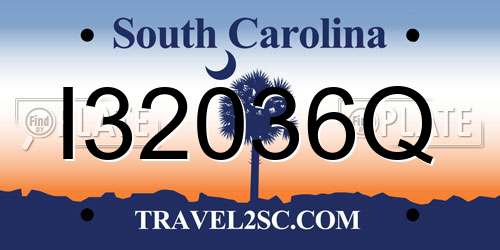 I32036Q South Carolina License Plate