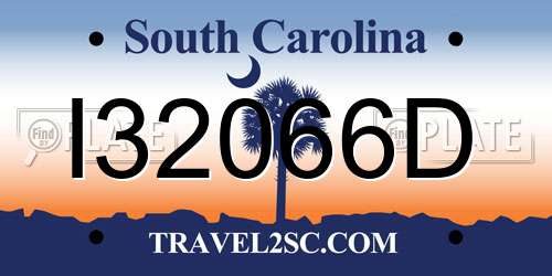I32066D South Carolina License Plate