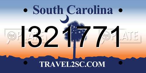 I321771 South Carolina License Plate