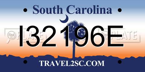 I32196E South Carolina License Plate