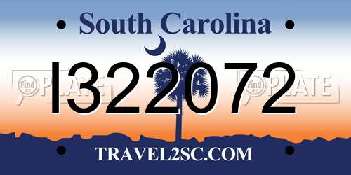 I322072 South Carolina License Plate