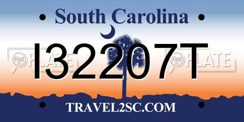 I32207T South Carolina License Plate