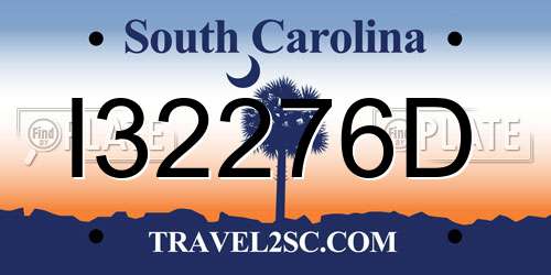 I32276D South Carolina License Plate